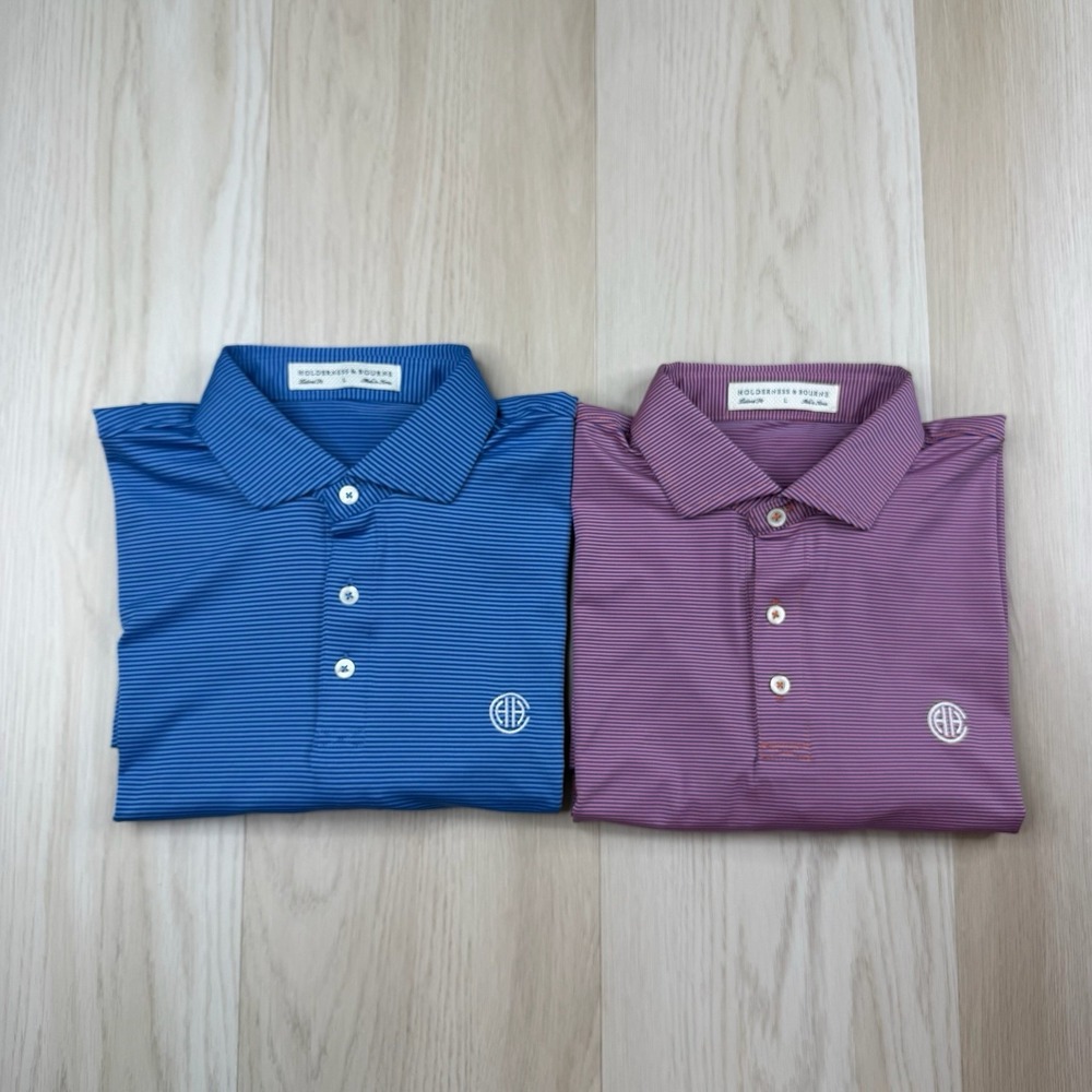 Holderness & Bourne The Perkins Golf Polos Striped Mens L Large Hay Harbor Club